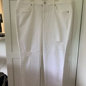 LOFT Women's White Distressed Jeans Size 14
